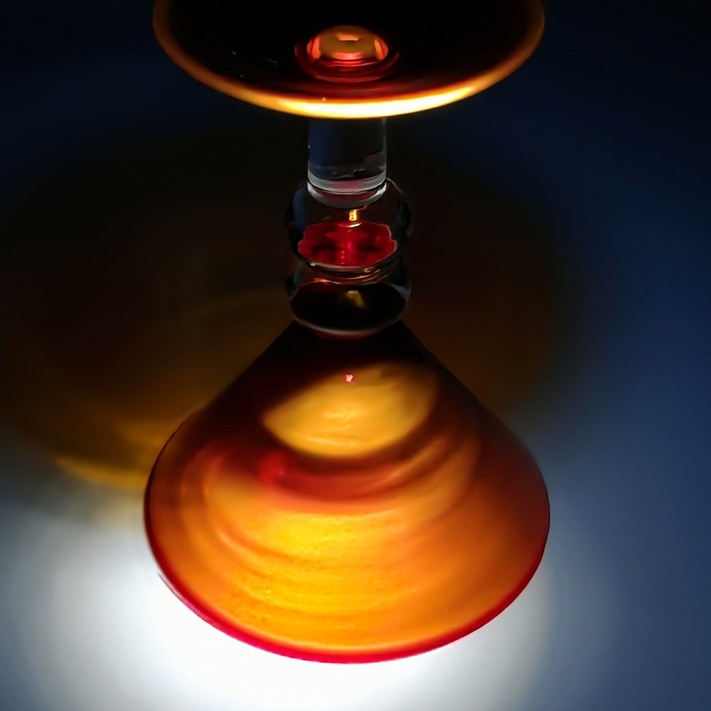 Set of 4 Small Amberina Martini Glasses Cadmium Red Orange Yellow - Picture 5 of 7